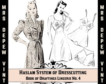 Haslam Dresscutting Book of Draftings Lingerie No. 4 1940s Vintage Sewing Pattern E-book with 27 Patterns - INSTANT DOWNLOAD