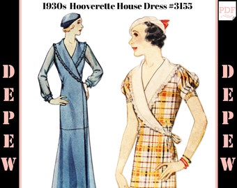 Vintage Sewing Pattern 1930s Ladies Hooverette House Dress #3155 - INSTANT DOWNLOAD