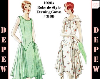 Vintage Sewing Pattern Ladies' 1920s Robe de Style Brisac Couture Dress #3160 Multisize - INSTANT DOWNLOAD PDF