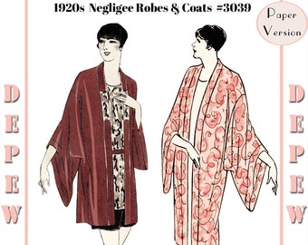 Vintage Sewing Pattern Instructions 1920s Flapper Easy Negligee Robes Ebook Depew 3039 -PAPER VERSION-