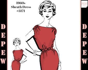 Vintage Sewing Pattern Ladies' Sheath Dress Multisize 32 34 36 38 40 42 44 46" Bust #3171 - INSTANT DOWNLOAD PDF