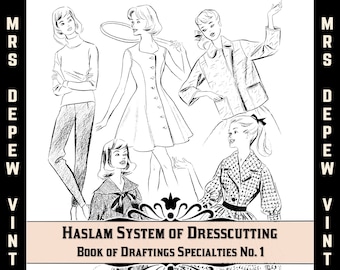 Haslam Dresscutting Book Specialties No. 1 1964-1965 Vintage Sewing Pattern E-book with 32 Pattern Draftings