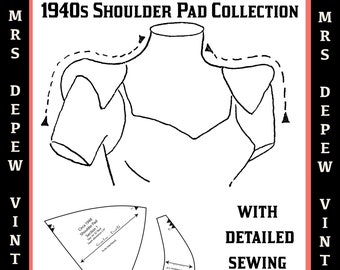 1940s Shoulder Pad Vintage Sewing Pattern Collection and Lesson E-book -INSTANT DOWNLOAD PDF-