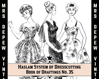 Haslam Dresscutting Book Annual No. 35 1958 Vintage Sewing Pattern E-book with 30 Pattern Draftings