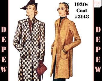 Vintage Sewing Pattern Ladies' 1930s 1940s Sports Coat in 2 Versions #3148 - INSTANT DOWNLOAD