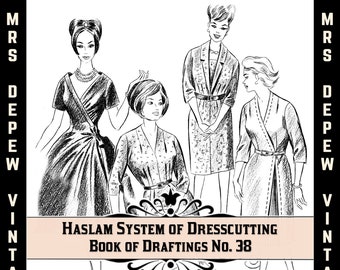 Haslam Dresscutting Book Annual No. 38 1961 Vintage Sewing Pattern E-book with 25 Pattern Draftings