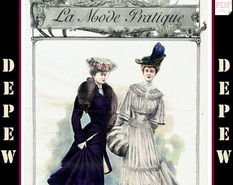 Antique French Magazine La Mode Pratique No. 4 28 Janvier 1905 Featuring Fashion & Sewing E-book - INSTANT DOWNLOAD