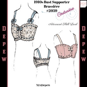 Vintage Sewing Pattern Ladies 1910s - 1920s Style Brassiere Multisize Depew #2039 -INSTANT DOWNLOAD-