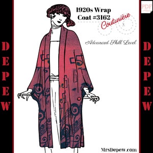 Vintage Sewing Pattern 1920s Ladies' Wrap Coat #3162 Couturière Edition -INSTANT DOWNLOAD-