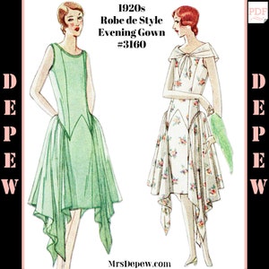 Vintage naaipatroon Dames jaren 1920 Robe de Style Brisac Couture Jurk #3160 Multisize - INSTANT DOWNLOAD PDF