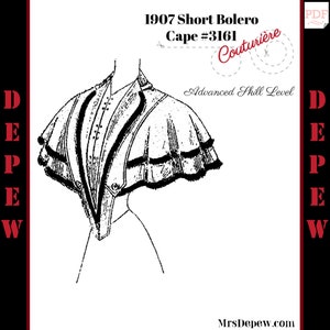 Vintage Sewing Pattern 1900s Ladies' Bolero Cape #3161 Couturière Edition -INSTANT DOWNLOAD PDF-