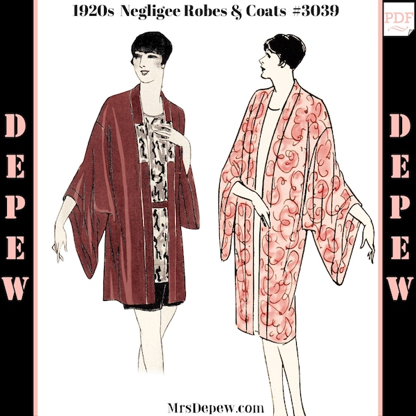 Instructions pour patron de couture vintage des années 1920 Flapper facile à déshabiller robes ou manteaux Ebook PDF Depew 3039 -TÉLÉCHARGEMENT IMMÉDIAT-