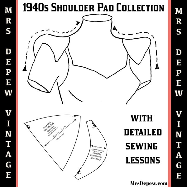 1940s Shoulder Pad vintage Sewing Pattern Collection and Leson E-book -Téléchargement instantané PDF-