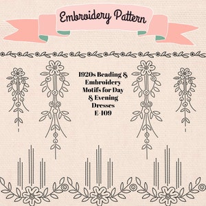 Vintage Style Embroidery & Beading Design Motifs for Flowers, Leaves, Borders E109 - INSTANT DOWNLOAD