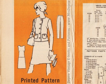 1960s Vintage Sewing Pattern Ladies' Dress Marian Martin 9202 31" Bust