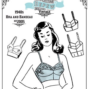 Vintage Sewing Pattern 1940s Ladies Bra and Bandeau Multi-size Depew 2005 INSTANT DOWNLOAD image 1