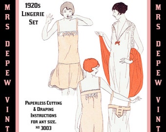 Vintage Sewing Pattern Instructions 1920s Flapper Basic Lingerie Ebook Depew 3003 -INSTANT DOWNLOAD PDF