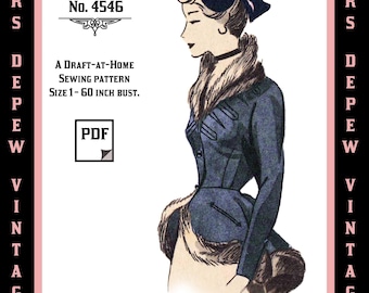 Vintage Sewing Pattern Template & Scale Rulers 1940s Peplum Jacket Any Size #4546 Draft at Home- PLUS Size Included -INSTANT DOWNLOAD-