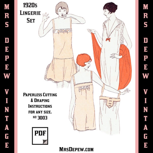 Vintage Sewing Pattern Instructions 1920s Flapper Basic Lingerie Ebook Depew 3003 -INSTANT DOWNLOAD PDF