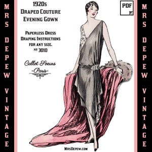 Vintage Sewing Pattern Instructions 1920s Designer Callot Soeurs Draped Evening Gown E-book 3010 INSTANT DOWNLOAD image 1