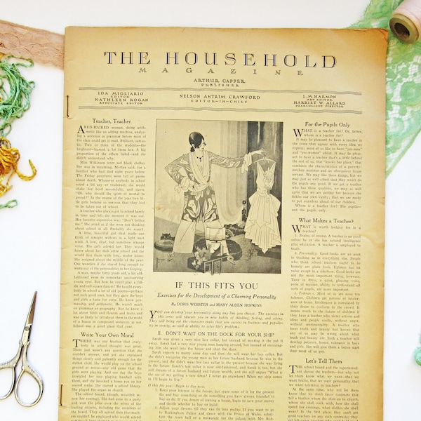 The Household Magazine April 1929 Teacher Appreciation Issue with Sewing Pattern Ads