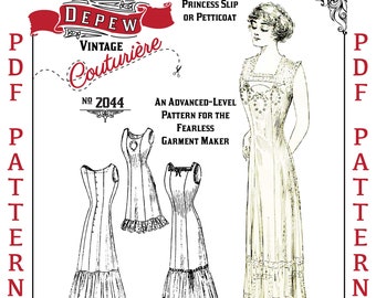 Vintage Sewing Pattern 1900s-1910s Edwardian Princess Slip and Petticoat #2044 -INSTANT DOWNLOAD