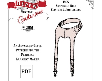 Vintage Sewing Pattern 1900s Ladies' Garter Suspender Belt Depew #2051 -INSTANT DOWNLOAD