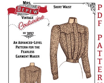 Vintage patron de couture fin des années 1890 chemise pour femme taille Depew #3197 - téléchargement immédiat