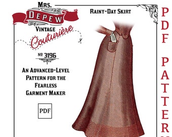 Antique Sewing Pattern 1900s Ladies' Rainy Day Skirt 24-38" Waist Depew #3196 -INSTANT DOWNLOAD