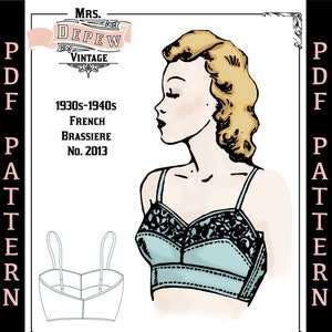 Vintage Sewing Pattern Ladies 1930s - 1940s French Bra Multisize Depew #2013 31-49" Bust -INSTANT DOWNLOAD-