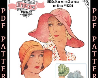 1931 Vintage Sewing Pattern 1930s Ladies' Hats with 2 Different Brims #3204 - INSTANT DOWNLOAD