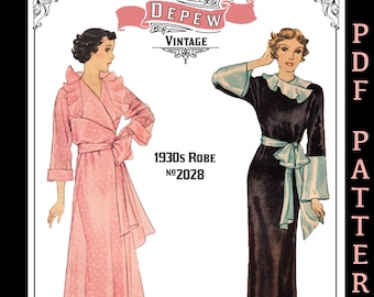 Vintage Sewing Pattern 1930s Ladies' Full Length Robe #2028 - INSTANT DOWNLOAD