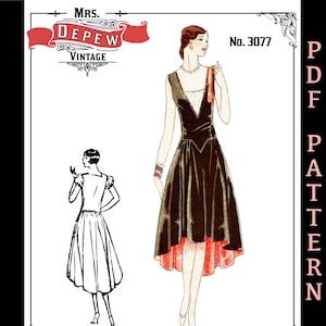 Patrón de costura vintage 32-48" Busto 1920s Robe de Style Drecoll Couture Vestido #3077 - DESCARGA INSTANTE