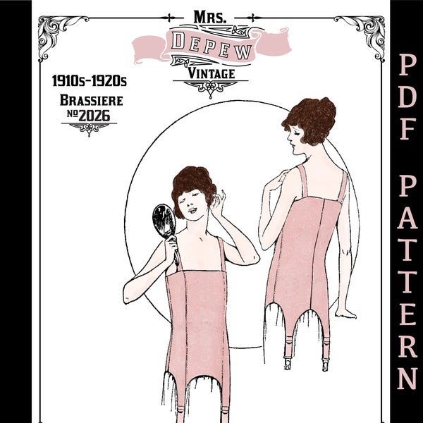 Vintage Sewing Pattern Ladies 1910s - 1920s Style Foundation Corset Multisize Depew #2026 -INSTANT DOWNLOAD-