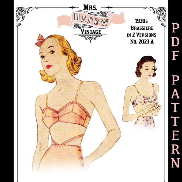 Vintage Sewing Pattern Multi Size 1930s Bra in 2 Versions 32-50 Inch Bust #2023 A - INSTANT DOWNLOAD