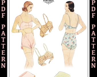 Cartamodello vintage del 1931 per set di lingerie, reggiseno e slip anni '30, taglie multiple, busto da 30 a 46 pollici #2059 - DOWNLOAD IMMEDIATO