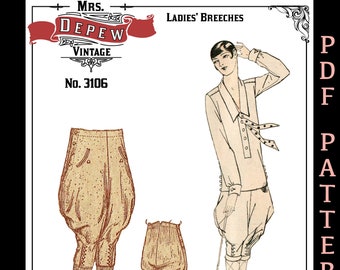 Vintage Sewing Pattern 1920s Ladies' Jodhpurs or Riding Breeches #3106 - INSTANT DOWNLOAD