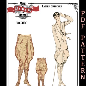 Vintage Sewing Pattern 1920s Ladies' Jodhpurs or Riding Breeches #3106 - INSTANT DOWNLOAD