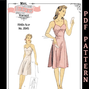 Vintage Schnittmuster 1940er Jahre Gored Slip Depew #2045 Multisize 32-50 Inch Büste -INSTANT DOWNLOAD