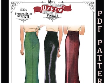 Vintage Sewing Pattern Reproduction Ladies' 1930's Evening Skirt #3070 Multi-size/ Plus Size - INSTANT DOWNLOAD or Printed