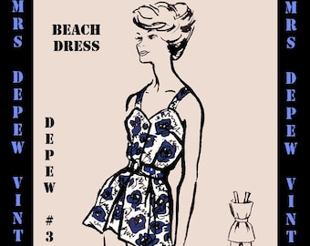 Retro Inspired Sewing Pattern 1960's Style Ladies' Beach Dress Cover Up Print at Home Depew 3009 -INSTANT DOWNLOAD-