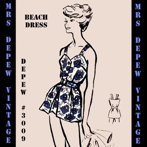 Retro Inspired Sewing Pattern 1960's Style Ladies' Beach Dress Cover Up Print at Home Depew 3009 -INSTANT DOWNLOAD-