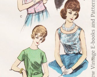 Vintage Sewing Pattern Ladies' Princess Seam Blouse 1960s Vogue 5542 34" Bust