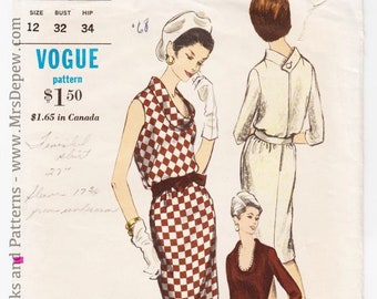 Vintage Sewing Pattern Ladies' Dress 1960s Vogue 6340 32" Bust - Free pattern Grading E-book