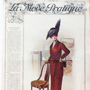1912 2 Novembre Antique French Magazine La Mode Pratique 1910s Fashion & Sewing ORIGINAL