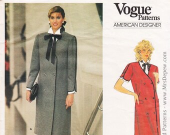 Vintage Sewing Pattern Ladies' Dress Designer Kasper 1980s Vogue American Designer 1300 in 34" Bust