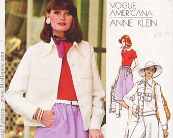 Vintage Sewing Pattern Ladies' Dress Designer Anne Klein 1970s Vogue Americana 1061 in 34" Bust