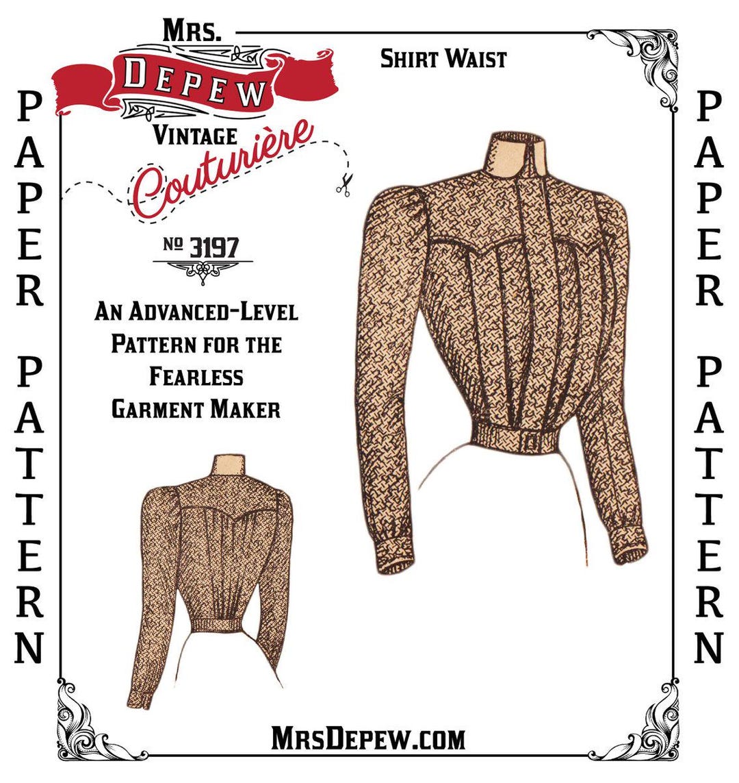 1899 Vintage Sewing Pattern Late 1890s Ladies' Shirt Waist Depew #3197 ...