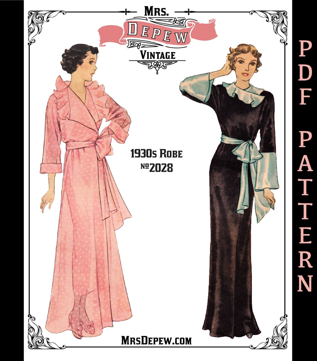 1940s Vintage Sewing Pattern DRESS B38 (206) By Du Barry