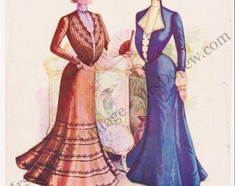 Page publicitaire originale de patron de couture de mode pour femmes sauvées Le créateur Octobre 1901